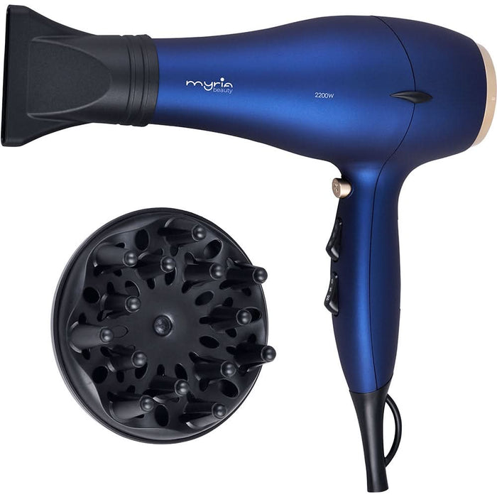 Uscator de par MYRIA MY4881, 2200W, 2 viteze, 3 trepte temperatura, albastru WALTI