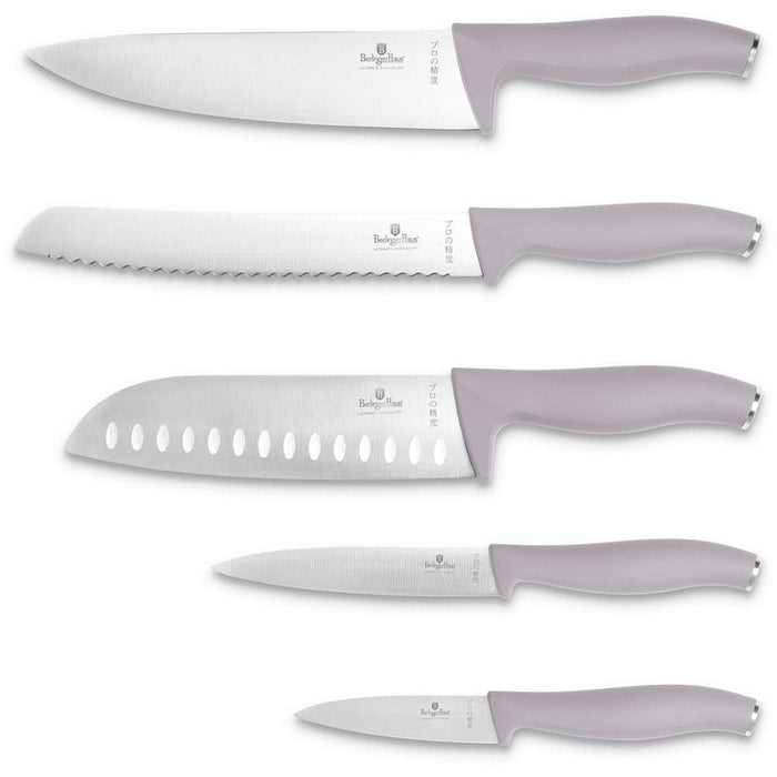 Set cutite BERLINGER HAUS BH/2946 + suport magnetic, 5 piese, otel, 9-20cm, gri WALTI