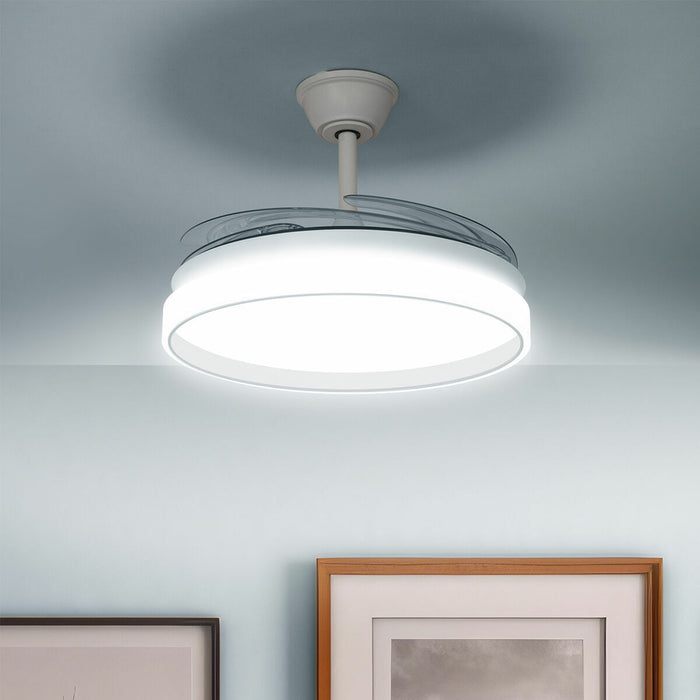 Ventilator de tavan cu lumină LED și 4 palete retractabile Keteez InnovaGoods Alb 72 W Ø49-104 cm - WALTI WALTI