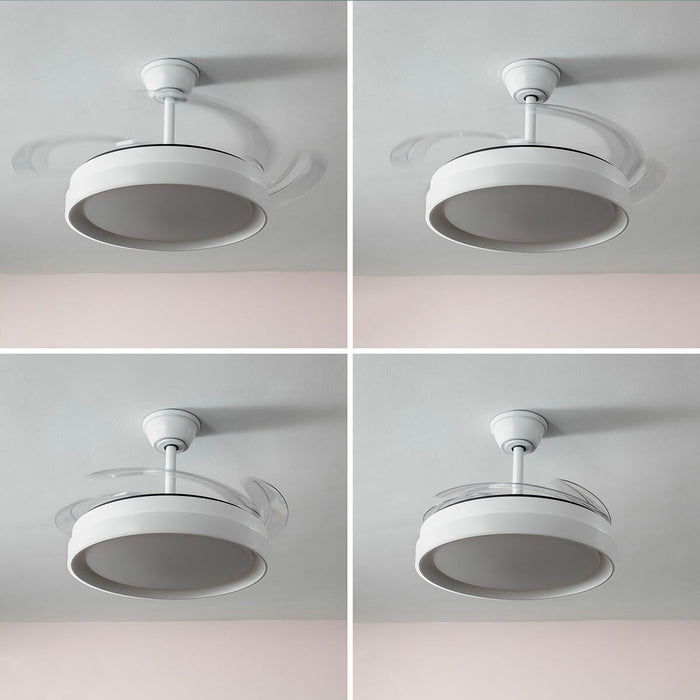 Ventilator de tavan cu lumină LED și 4 palete retractabile Keteez InnovaGoods Alb 72 W Ø49-104 cm - WALTI WALTI