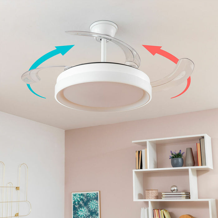 Ventilator de tavan cu lumină LED și 4 palete retractabile Keteez InnovaGoods Alb 72 W Ø49-104 cm - WALTI WALTI
