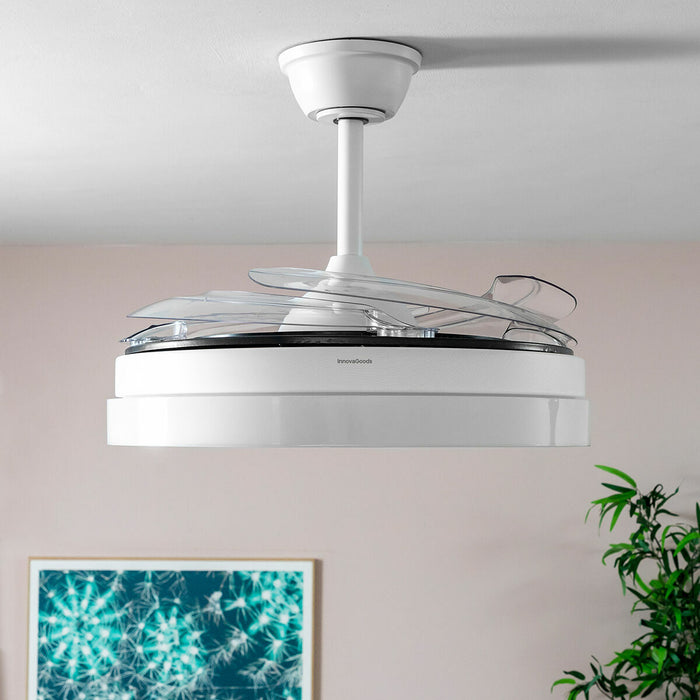 Ventilator de tavan cu lumină LED și 4 palete retractabile Keteez InnovaGoods Alb 72 W Ø49-104 cm - WALTI WALTI