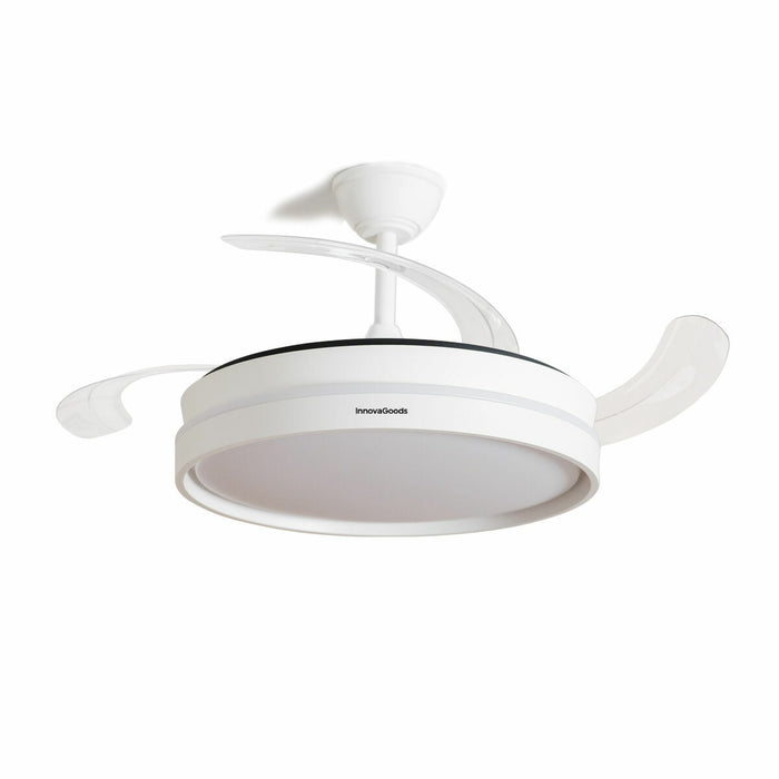 Ventilator de tavan cu lumină LED și 4 palete retractabile Keteez InnovaGoods Alb 72 W Ø49-104 cm - WALTI WALTI