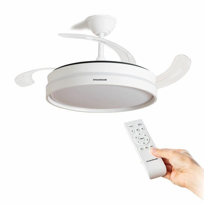 Ventilator de tavan cu lumină LED și 4 palete retractabile Keteez InnovaGoods Alb 72 W Ø49-104 cm - WALTI WALTI