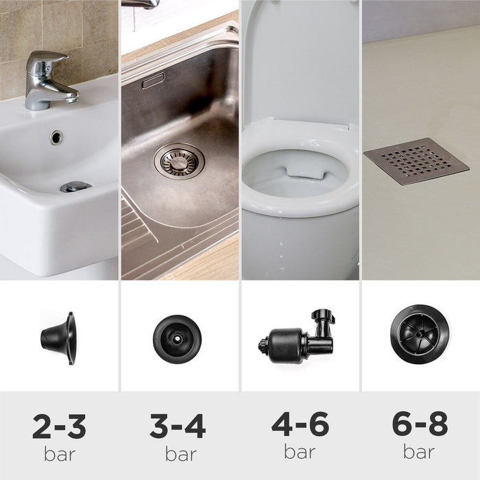 Desfundator cu aer comprimat de înaltă presiune cu accesorii și manometru 5 în 1 Jetpro InnovaGoods - WALTI WALTI