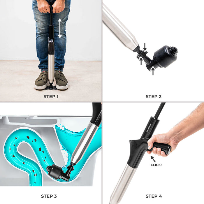 Desfundator cu aer comprimat de înaltă presiune cu accesorii și manometru 5 în 1 Jetpro InnovaGoods - WALTI WALTI