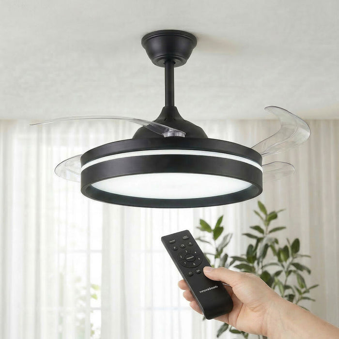 Ventilator de tavan cu lumină LED, 4 pale retractabile și telecomandă InnovaGoods - WALTI WALTI