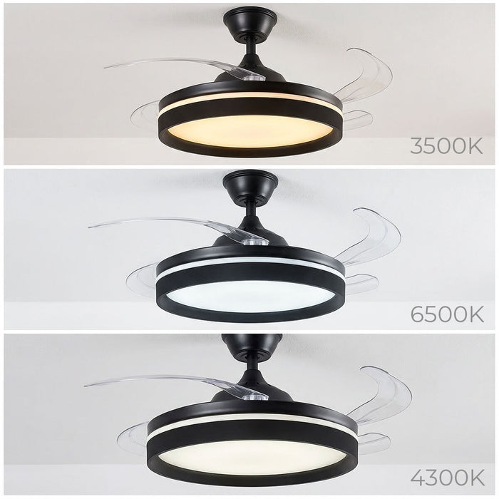 Ventilator de tavan cu lumină LED, 4 pale retractabile și telecomandă InnovaGoods - WALTI WALTI