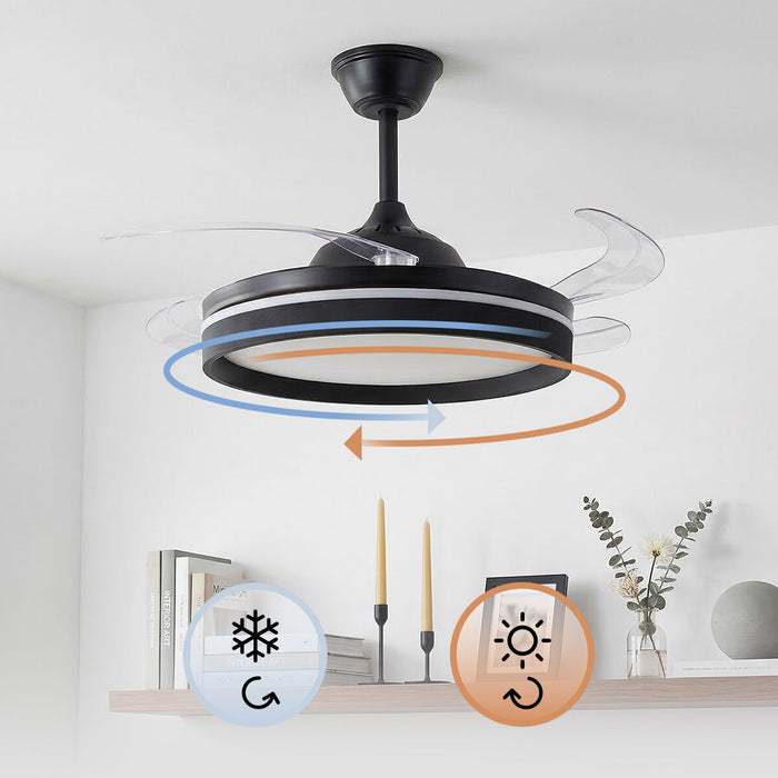 Ventilator de tavan cu lumină LED, 4 pale retractabile și telecomandă InnovaGoods - WALTI WALTI