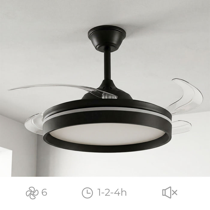 Ventilator de tavan cu lumină LED, 4 pale retractabile și telecomandă InnovaGoods - WALTI WALTI