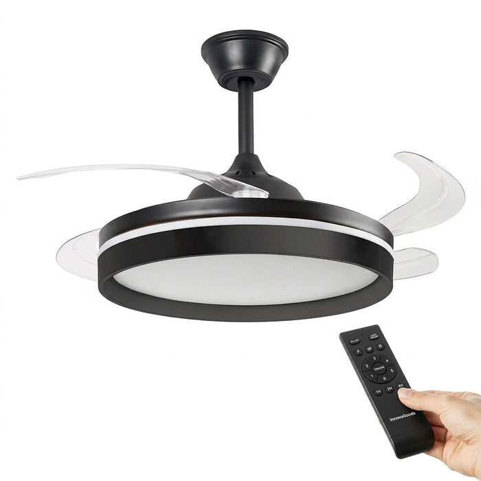 Ventilator de tavan cu lumină LED, 4 pale retractabile și telecomandă InnovaGoods - WALTI WALTI