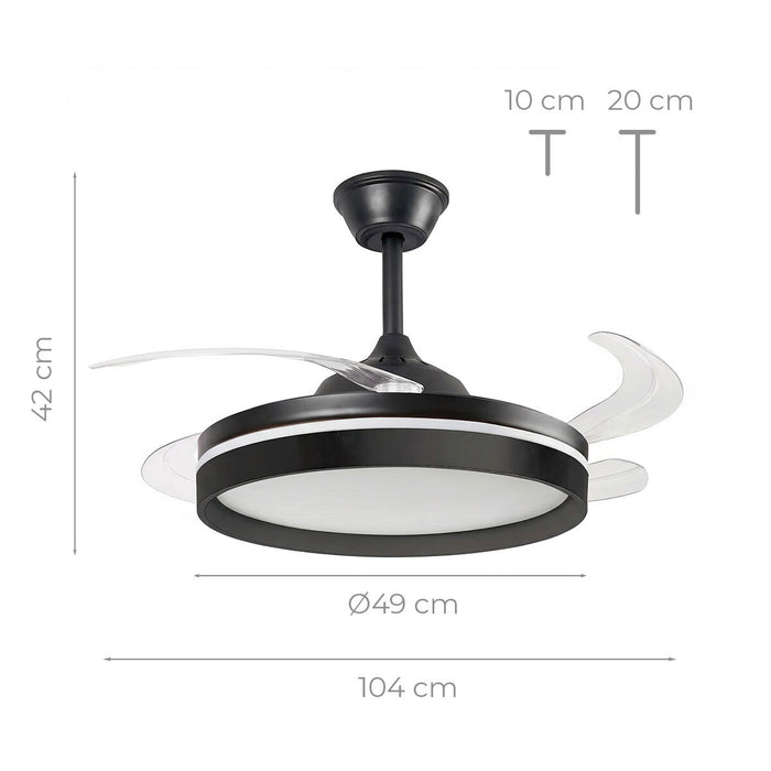 Ventilator de tavan cu lumină LED, 4 pale retractabile și telecomandă InnovaGoods - WALTI WALTI