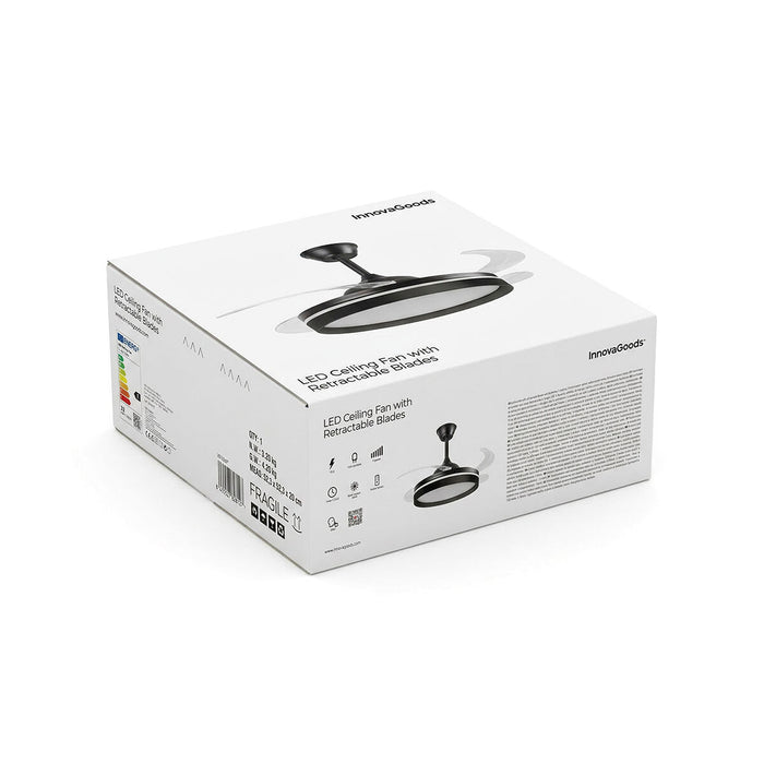 Ventilator de tavan cu lumină LED, 4 pale retractabile și telecomandă InnovaGoods - WALTI WALTI