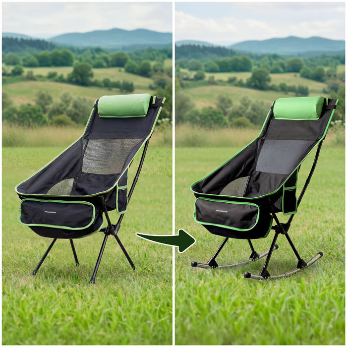 Scaun balansoar pliabil de camping 2 în 1 cu buzunar, pernă și geantă de transport Trillow InnovaGoods - WALTI WALTI