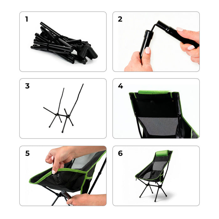 Scaun balansoar pliabil de camping 2 în 1 cu buzunar, pernă și geantă de transport Trillow InnovaGoods - WALTI WALTI