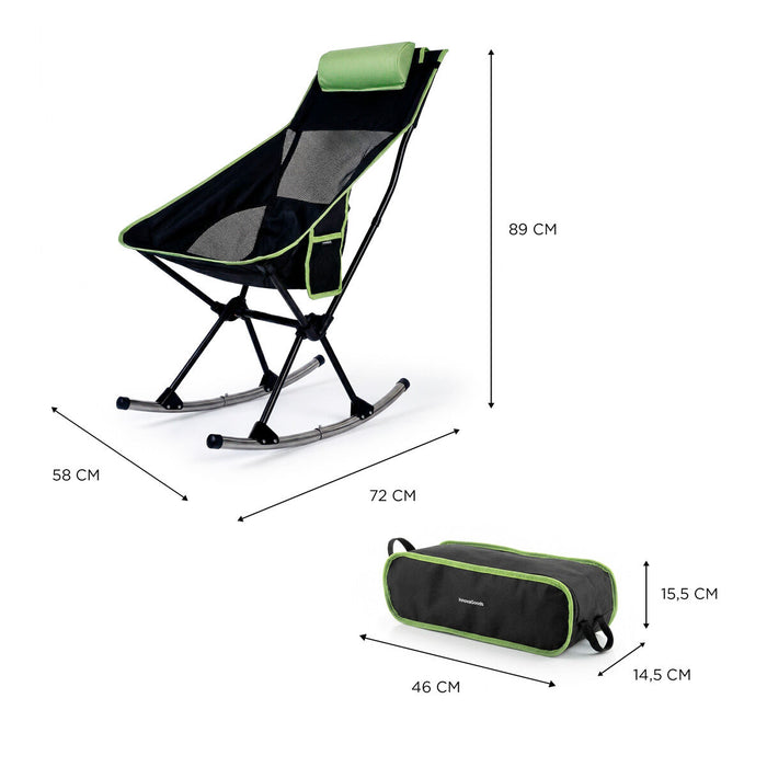 Scaun balansoar pliabil de camping 2 în 1 cu buzunar, pernă și geantă de transport Trillow InnovaGoods - WALTI WALTI