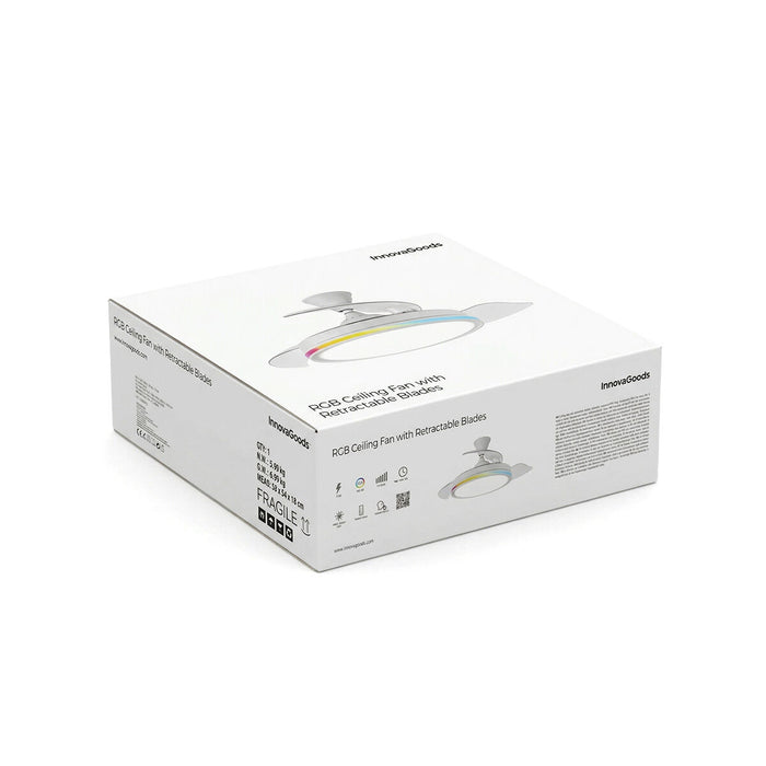 Ventilator de tavan cu lumină LED RGB, 4 pale retractabile și telecomandă InnovaGoods - WALTI WALTI