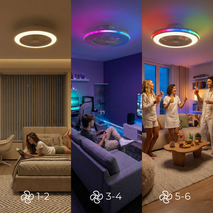 Ventilator de tavan cu lumină LED RGB, pale ascunse și telecomandă Nexory InnovaGoods - WALTI WALTI