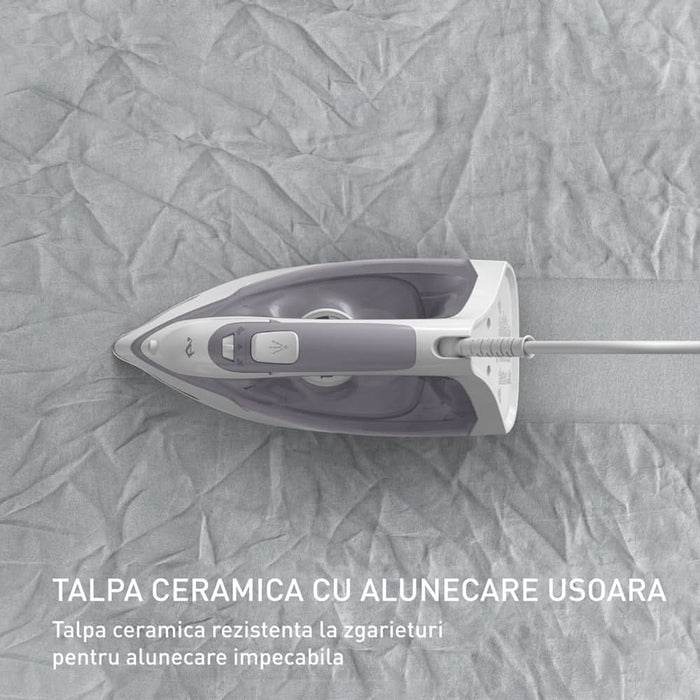 Fier de calcat TEFAL Virtuo FV2C43E0, 2000W, 120g/min, 240ml, talpa ceramica, alb-gri WALTI