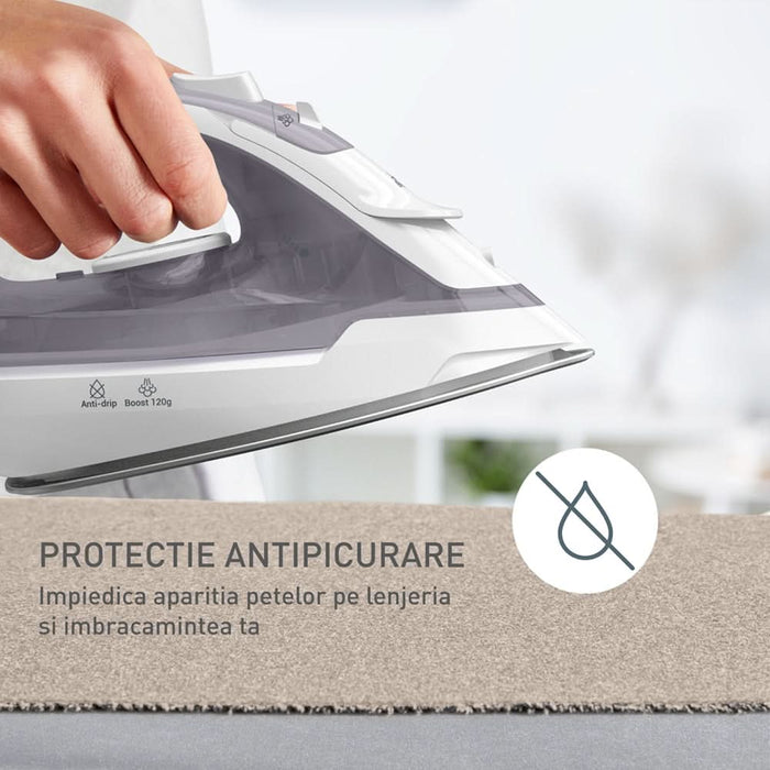 Fier de calcat TEFAL Virtuo FV2C43E0, 2000W, 120g/min, 240ml, talpa ceramica, alb-gri WALTI
