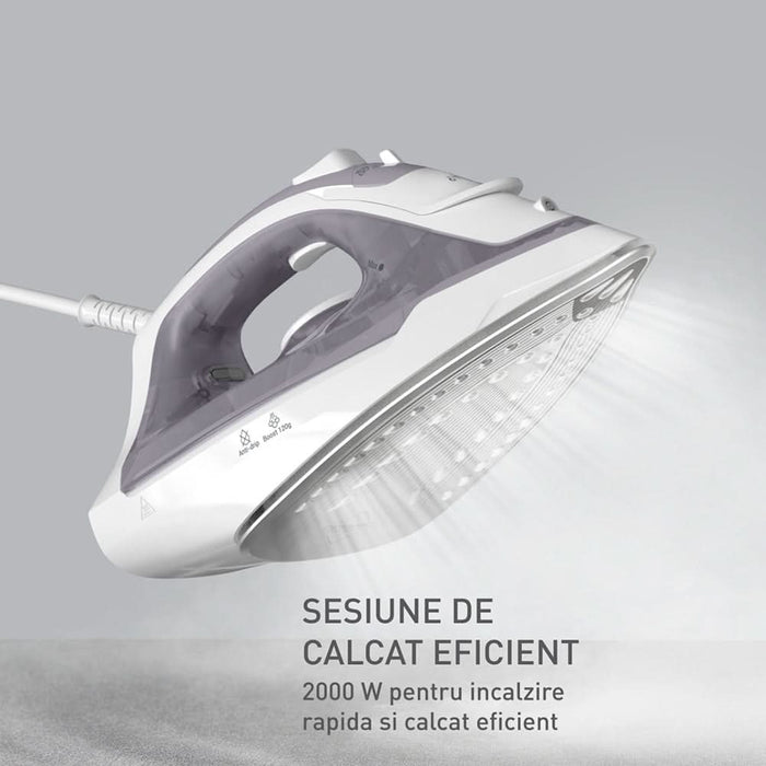 Fier de calcat TEFAL Virtuo FV2C43E0, 2000W, 120g/min, 240ml, talpa ceramica, alb-gri WALTI