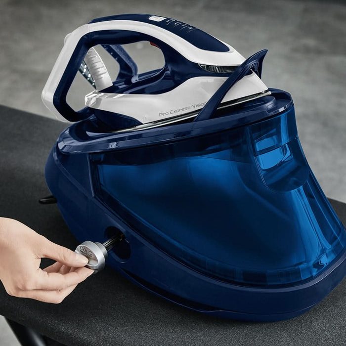 Statie de calcat TEFAL Pro Express Vision GV9812E0, 3000W, 700g/min, 1100ml, talpa Durilium AirGlide Autoclean, albastru-alb WALTI
