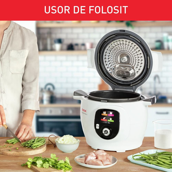 Multicooker TEFAL Cook4Me+ CY851130, 6l, 1600W, 6 programe, aplicatie 150 retete, alb-gri WALTI