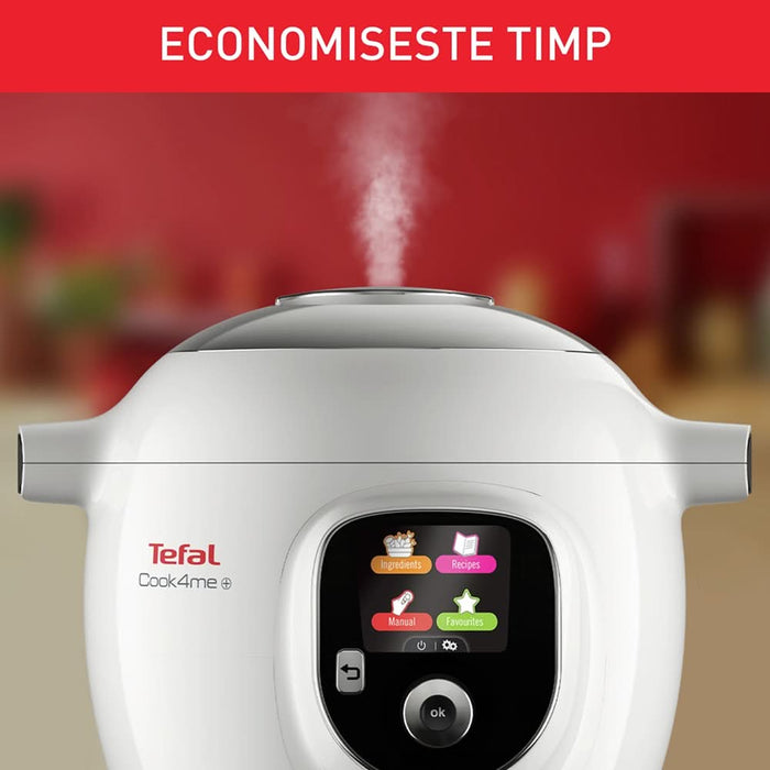 Multicooker TEFAL Cook4Me+ CY851130, 6l, 1600W, 6 programe, aplicatie 150 retete, alb-gri WALTI
