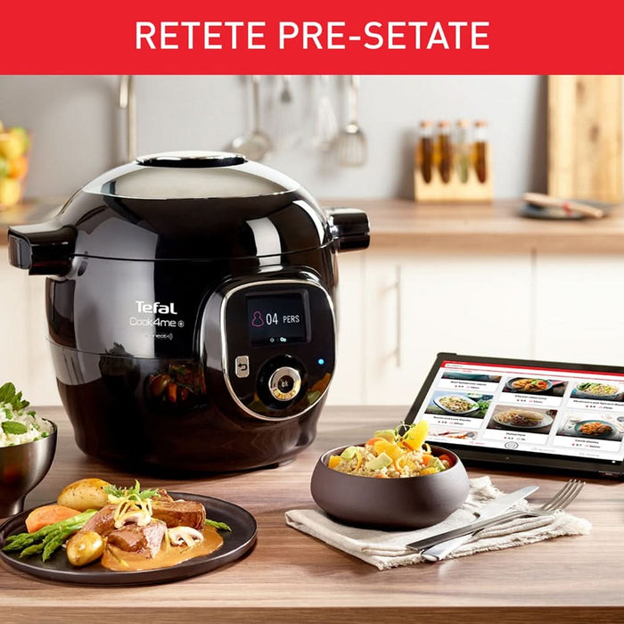 Multicooker TEFAL Cook4Me+ Connect CY855830, 6l, 1600W, 6 programe, negru-argintiu WALTI