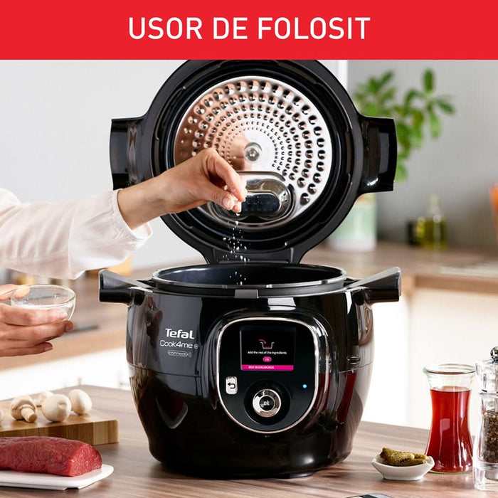 Multicooker TEFAL Cook4Me+ Connect CY855830, 6l, 1600W, 6 programe, negru-argintiu WALTI