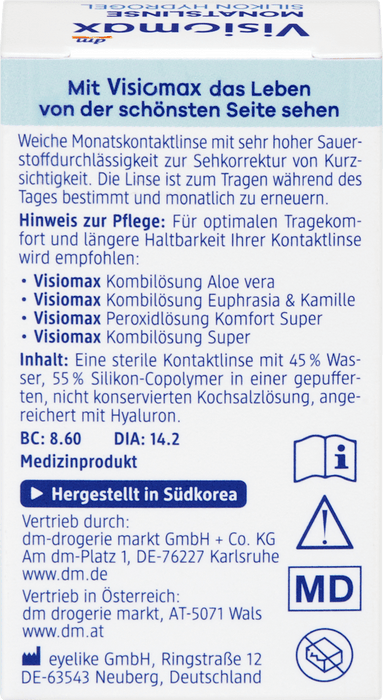 Visiomax Lentilă lunară din silicon-hidrogel, putere -5,5 dioptrii, 1 buc WALTI