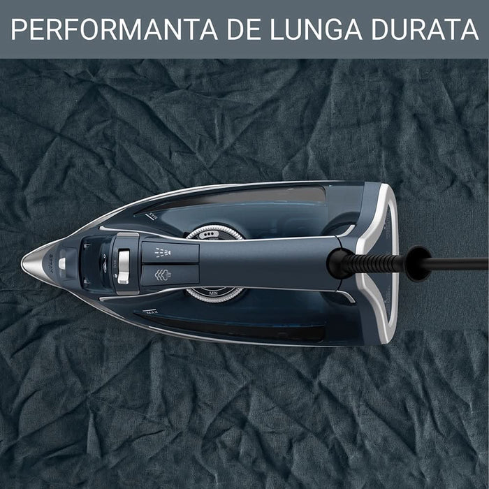 Fier de calcat ROWENTA Pro Master DW8221D1, 2800W, 200g/min, 310ml, talpa Microsteam 400 Laser, albastru inchis-argintiu WALTI