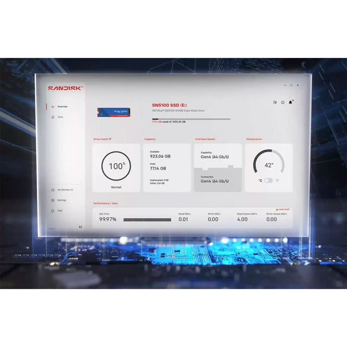 Solid-State Drive (SSD) WESTERN DIGITAL Blue SN5100, 2TB, PCIe Gen 4, M.2 PCIe, WDS200T5B0E WALTI