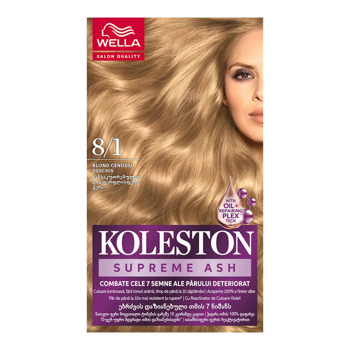 WELLA KOLESTON Vopsea permanentă 8/1 Blond cenușiu deschis, 135 g WALTI