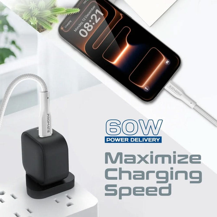 Cablu date PROMATE Xcord-CC300, USB-C - USB-C, 3m, alb WALTI
