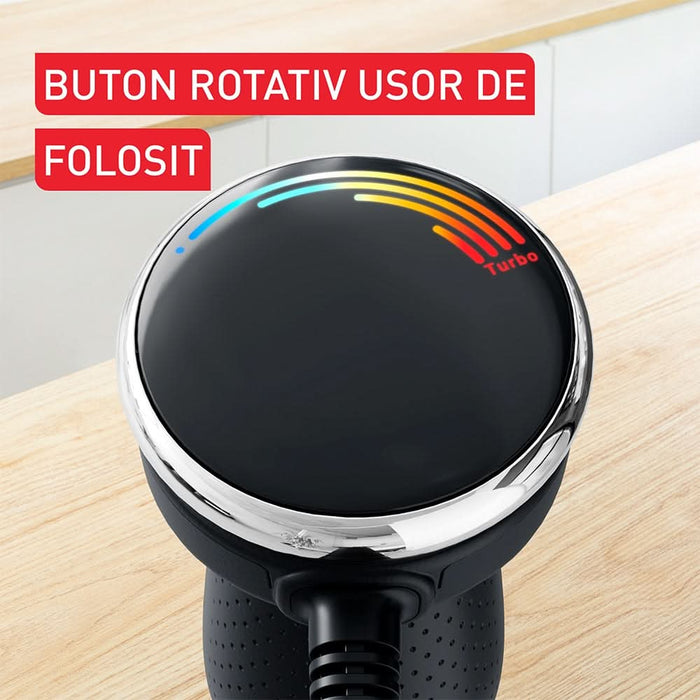 Mixer vertical TEFAL Quickchef+ HB671830, 0.8l, 1000W, 20 trepte viteza, negru-argintiu WALTI
