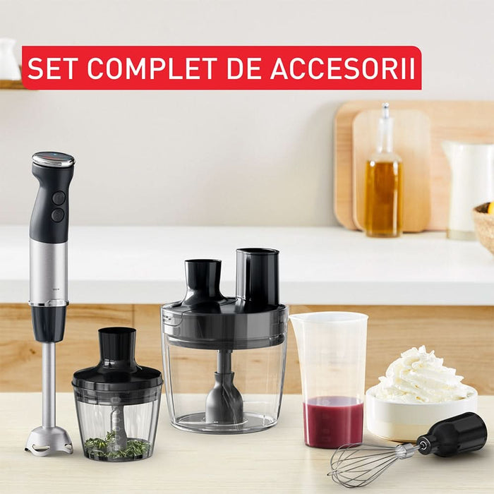 Mixer vertical TEFAL Quickchef+ HB67G830, 0.8l, 1000W, 20 trepte viteza, negru-argintiu WALTI