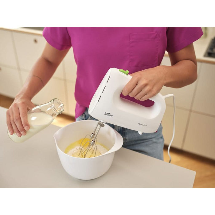 Mixer de mana BRAUN MultiMix 1 HM 1110 WH, 450W, 4 trepte viteza, alb-verde WALTI