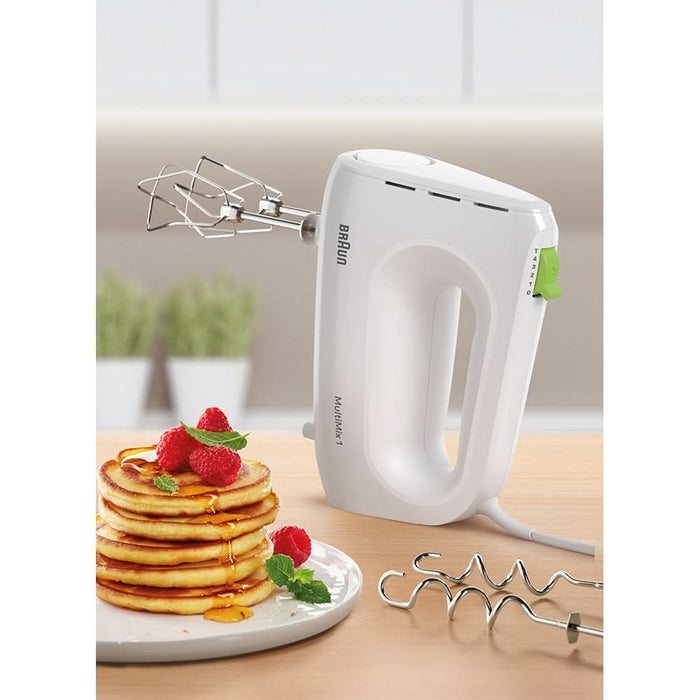 Mixer de mana BRAUN MultiMix 1 HM 1110 WH, 450W, 4 trepte viteza, alb-verde WALTI