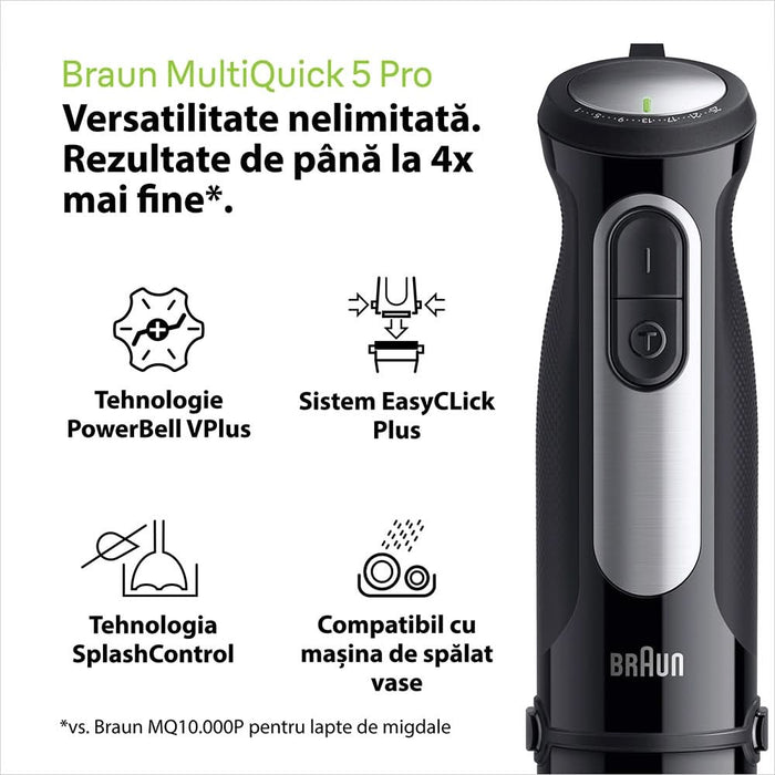 Mixer vertical BRAUN MultiQuick 5 Pro MQ55254M, 0.6l, 1000W, 25 trepte viteza, negru-argintiu WALTI
