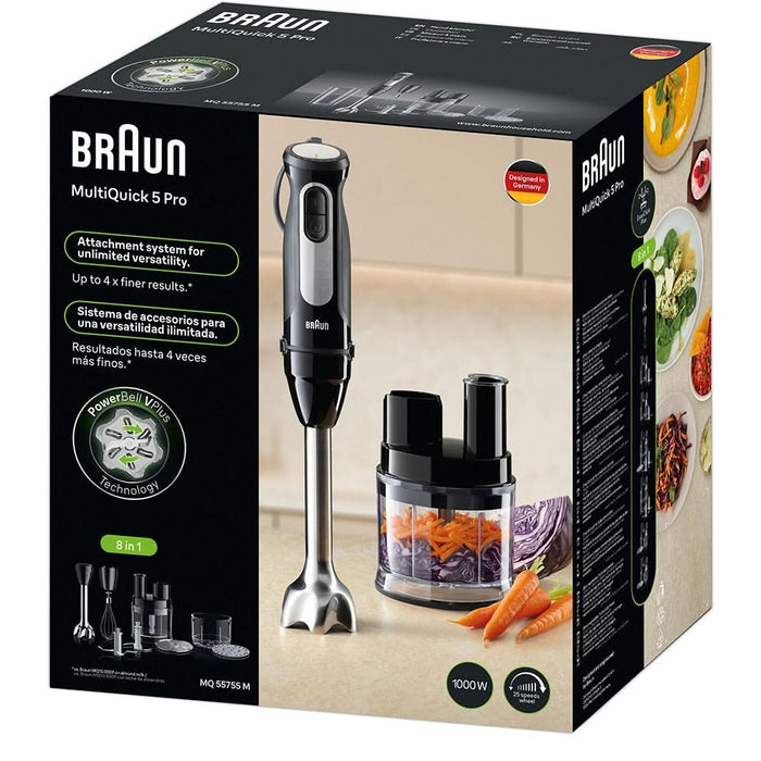 Mixer vertical BRAUN MultiQuick 5 Pro MQ55755M, 0.6l, 1000W, 25 trepte viteza, negru-argintiu WALTI