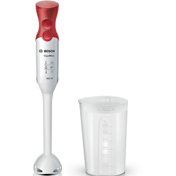 Mixer vertical BOSCH ErgoMixx MSM64010, 0.6l, 450W, 1 treapta viteza, alb-rosu WALTI