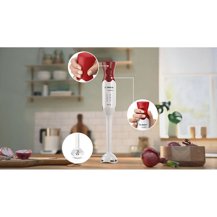 Mixer vertical BOSCH ErgoMixx MSM64010, 0.6l, 450W, 1 treapta viteza, alb-rosu WALTI