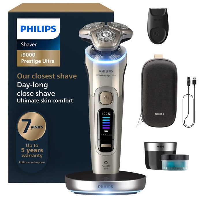 Aparat de ras PHILIPS i9000 Prestige Ultra XP9403/31, acumulator, autonomie 60 min, SkinIQ, auriu WALTI