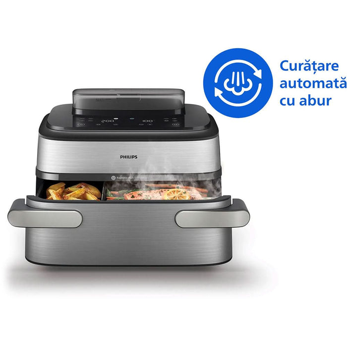 Friteuza cu aer cald dubla PHILIPS Seria 5000 NA565/02, 9.5l, 2750W, argintiu WALTI