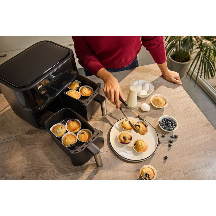 Friteuza cu aer cald dubla BRAUN TwinCook 3 TD3030IBK, 8l, 1.8kg, 2850W, negru-argintiu WALTI