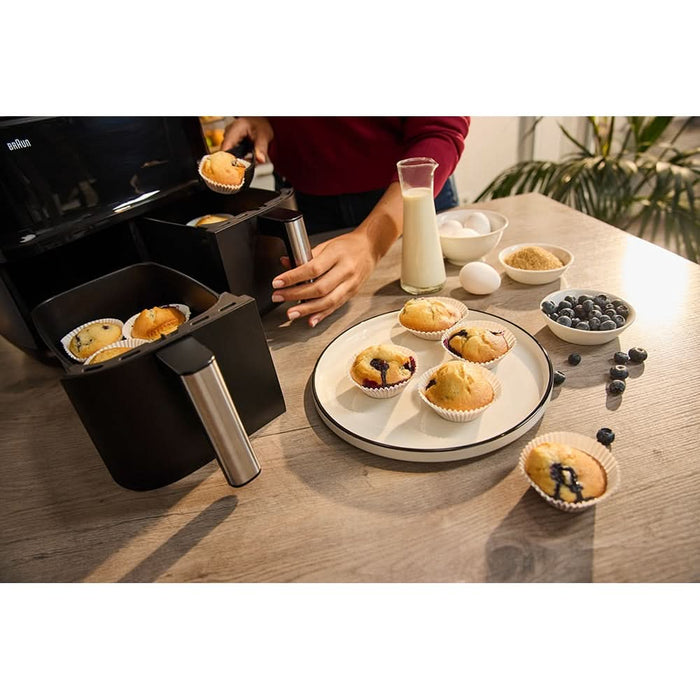 Friteuza cu aer cald dubla BRAUN TwinCook 3 TD3030IBK, 8l, 1.8kg, 2850W, negru-argintiu WALTI