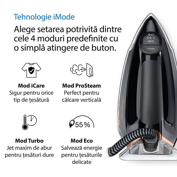 Statie de calcat BRAUN CareStyle 7 Pro IS7286, 2700W, 650g/min, 2l, talpa EloxalPlus, negru-auriu - WALTI WALTI