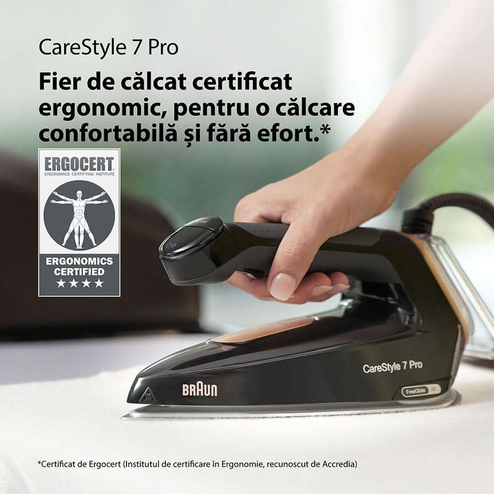 Statie de calcat BRAUN CareStyle 7 Pro IS7286, 2700W, 650g/min, 2l, talpa EloxalPlus, negru-auriu - WALTI WALTI