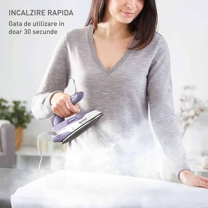 Fier de calcat TEFAL First Class DB1612E0, 1000W, 45g/min, talpa Microsteam 200, alb-violet WALTI